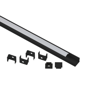 Комплект с накладным анодированным профилем ЭРА 1612B 16х12мм, 2м, черный САВ261