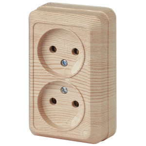 Розетка Intro Quadro 2-203-11 двойная без заземления 2х2P 16А-250В IP20 ОУ сосна