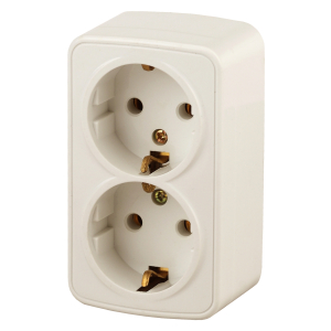 Розетка Intro Polo 3-204-02 2х2P+E Schuko 16А-250В IP20 ОУ слоновая кость