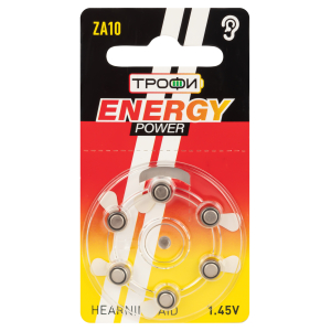 Батарейки Трофи ZA10-6BL ENERGY POWER Hearing Aid (60/300/45000)
