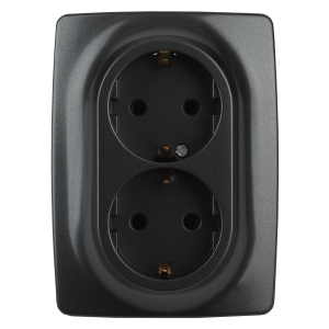 Розетка ЭРА Серия 12 12-2108-05 2X2P+E Schuko со шторками 16A-250В IP20 антрацит