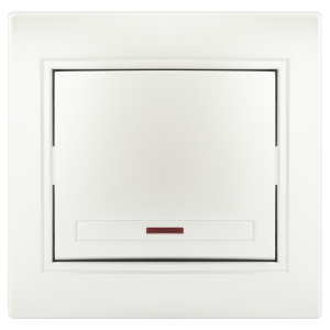 Выключатель Intro Plano 1-102-06 одноклавишный с подсветкой, 10А-250В, IP20, СУ, перламутр