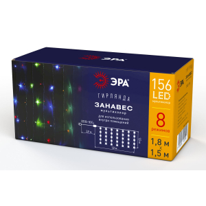 ENIZ-01M ЭРА Гирлянда LED Дождь/Занавес 1,8 м*1,5 м мультиколор 8 режимов, 220V, IP20 (60/720)