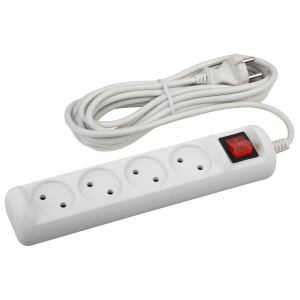 Удлинитель электрический ЭРА  U-4s-5m-2x1 без заземления c выключателем 4 розетки 5 м ПВС 2x1мм2 10А
