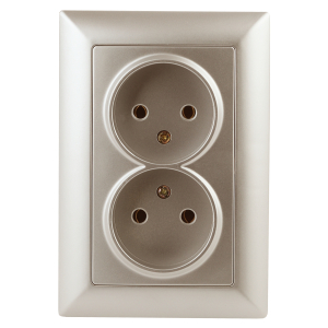 Розетка Intro Solo 4-204-04 без заземления 2х2P 16А-250В IP20 СУ шампань