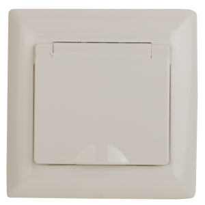 Розетка Intro Solo 4-203-02 с заземлением 2P+E Schuko с крышкой 16А-250В IP20 СУ слоновая кость