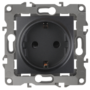 Розетка ЭРА Серия 12 12-2101-05 с заземлением 2P+E Schuko 16A-250В IP20 антрацит