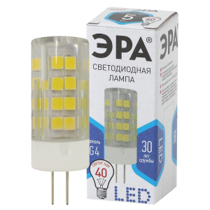 Лампочка светодиодная ЭРА STD LED JC-5W-220V-CER-840-G4 G4 5Вт керамика капсула нейтральный белый свет