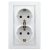 Розетка Intro Plano 1-208-01 с заземлением двойная 2X2P+E Schuko со шторками 16А-250В IP20 СУ белый
