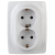 Розетка ЭРА Серия 12 12-2108-01 2X2P+E Schuko со шторками 16A-250В IP20 белый