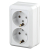 Розетка Intro Quadro 2Э-204-01 двойная с заземлением 2х2P+E Schuko, 16А-250В, IP20, ОУ, без монтажной пластины, белый