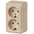 Розетка Intro Quadro 2-204-11 с заземлением двойная 2х2P+E Schuko 16А-250В IP20 ОУ сосна