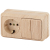 Блок розетка с выключателем Intro Quadro 2-702-11 двойным горизонтальный 10-16-А-250В IP20 ОУ сосна