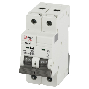 Автоматический выключатель ЭРА PRO VA63-2P40D6 ВА47-63 2P 40А кривая D 6кА