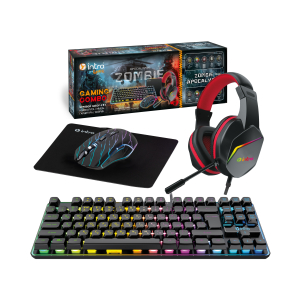 Клавиатура и мышь комплект Intro GXZ880 проводной игровой +гарнитура + коврик цвет черный