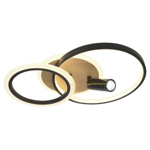 Светильник потолочный светодиодный ЭРА Модерн Rondo CLL-1-85-RC BK с ДУ 85W 3000-6500К черный/дерево