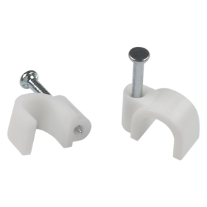 Скоба пластиковая ЭРА NO-224-570 крепежная круглая 8 мм белая (50 шт/уп)