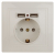 1-410-02 Intro Розетка+USB, IP20, СУ, Plano, слоновая кость (10/100/2500)