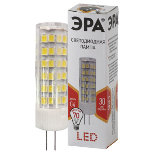 Лампа светодиодная ЭРА STD LED JC-7W-220V-CER-827-G4 G4 7Вт керамика капсула теплый белый свет