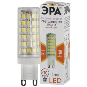Лампа светодиодная ЭРА STD LED JCD-9W-CER-827-G9 G9 9Вт керамика капсула теплый белый свет