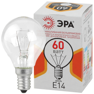 Лампочка ЭРА P45 60Вт Е14 / E14 230В шар прозрачный цветная упаковка