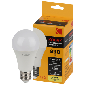 Лампа светодиодная Kodak LED KODAK A60-11W-830-E27 E27 / Е27 11Вт груша теплый белый свет