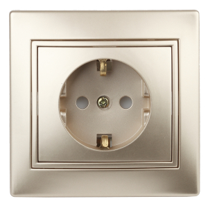 1-206-04 Intro Розетка 2P+E Schuko со шторками, 16А-250В, IP20, СУ, Plano, шампань (10/200/2000)