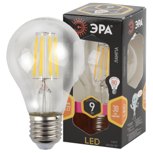 Лампа светодиодная ЭРА F-LED A60-9W-827-E27 Е27 / Е27 9 Вт филамент груша теплый белый свет