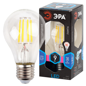 Лампа светодиодная ЭРА F-LED A60-9W-840-E27 Е27 / Е27 9 Вт филамент груша нейтральный белый свет