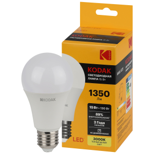 Лампа светодиодная Kodak LED KODAK A60-15W-830-E27 E27 / Е27 15Вт груша теплый белый свет