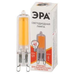 Лампа светодиодная ЭРА STD LED JCD-6W-GL-827-G9 G9 6Вт капсула теплый белый свет