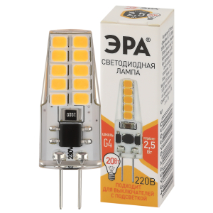 Лампа светодиодная ЭРА STD LED-JC-2,5W-220V-SLC-827-G4 G4 2,5Вт силикон капсула теплый белый свет