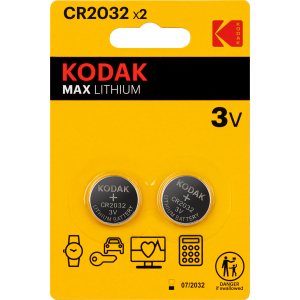 Батарейки Kodak CR2032-2BL MAX Lithium (60/240/43200)