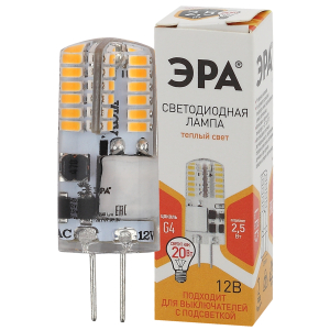 Лампа светодиодная ЭРА STD LED-JC-2,5W-12V-SLC-827-G4 G4 2,5Вт силикон капсула теплый белый свет