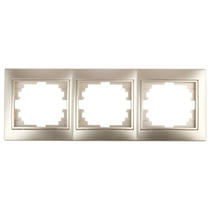 Рамка для розеток и выключателей Intro Plano 1-503-04 на 3 поста горизонтальная, СУ, шампань