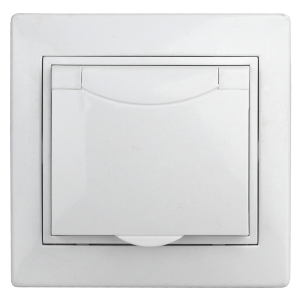 1-203-01 Intro Розетка 2P+E Schuko с крышкой, 16А-250В, IP20, СУ, Plano, белый (10/100/2000)