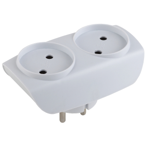 Разветвитель электрический ЭРА SP-2-W на 2 розетки без заземления 16А белый