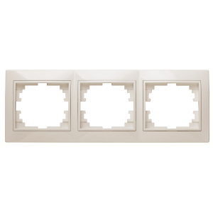 Рамка для розеток и выключателей Intro Plano 1-503-02 на 3 поста горизонтальная, СУ, слоновая кость