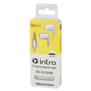 333463 Intro RX-910MW вкладыши-гарнитура белые (80/400/4800)