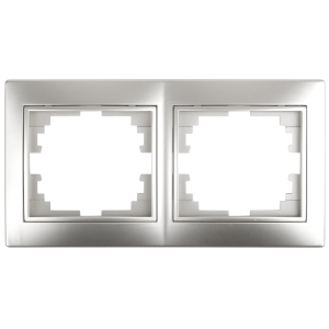Рамка для розеток и выключателей Intro Plano 1-502-03 на 2 поста горизонтальная, СУ, алюминий