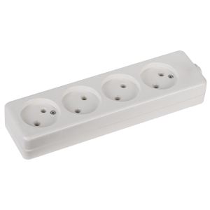 Колодка ЭРА K-4 4 розетки без зазeмления белая