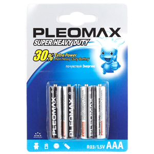 Батарейки Pleomax R03-4BL SUPER HEAVY DUTY Zinc (40/960/38400)