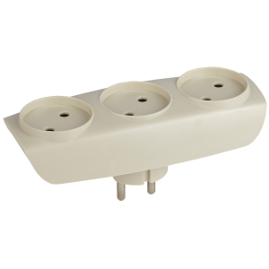 Разветвитель электрический ЭРА SP-3-I на 3 розетки без заземления 16А слоновая кость