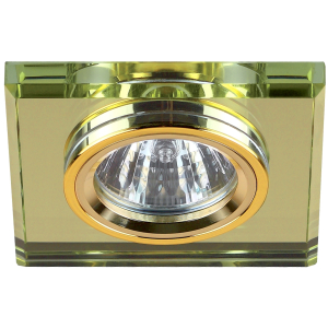 DK8 GD/YL Светильник ЭРА декор стекло квадрат MR16,12V/220V, 50W, золото/зеркальный желтый (50)