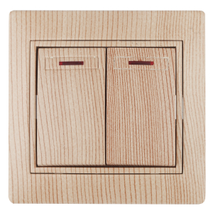 1-105-11 Intro Выключатель двойной с подсветкой, 10А-250В, IP20, СУ, Plano, сосна (10/200/2000)