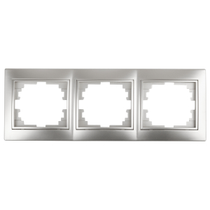 Рамка для розеток и выключателей Intro Plano 1-503-03 на 3 поста горизонтальная, СУ, алюминий