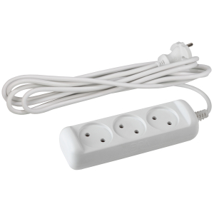 Удлинитель электрический ЭРА  U-3-1,5m-2x1 без заземления 3 розетки 1,5м ПВС 2x1мм2 10А