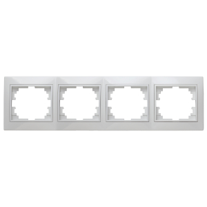 Рамка для розеток и выключателей Intro Plano 1-504-01 на 4 поста горизонтальная, СУ, белый