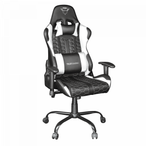 Игровое кресло компьютерное Trust 24434 кожзам черно-белое GXT 708W RESTO