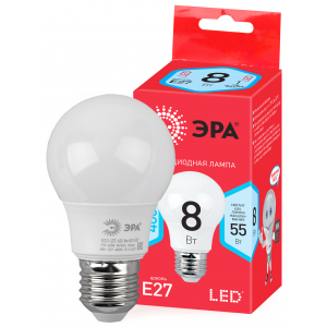Лампочка светодиодная ЭРА RED LINE ECO LED A55-8W-840-E27 E27 / Е27 8Вт груша нейтральный белый свет